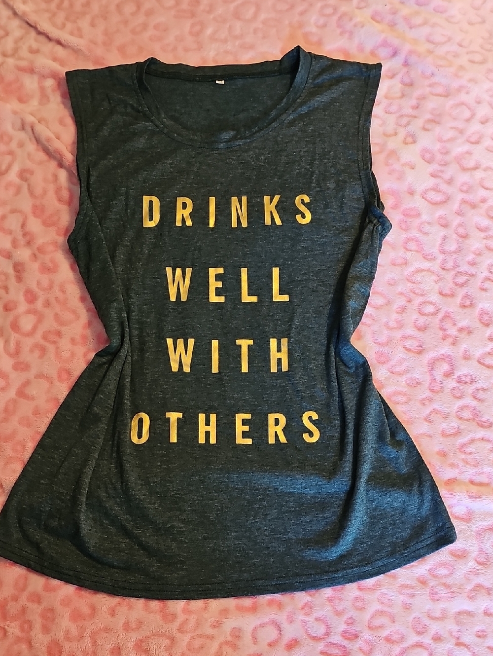 Graphic Tank with Gold Lettering
